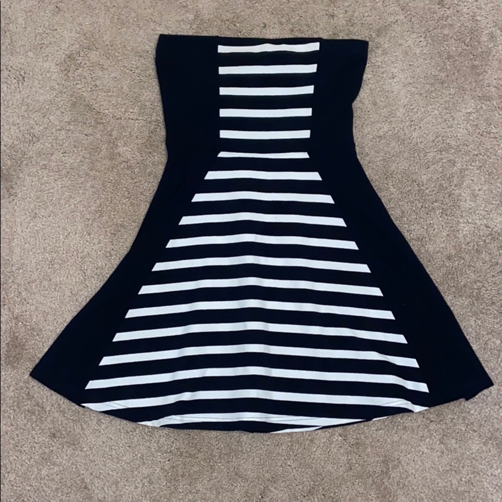 Express Black & White Strapless Dress